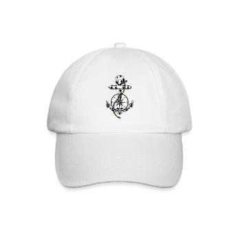 Maritime Symbole Seefahrt Kompass Anker Ahoi - Baseballkappe - Weiß/Weiß - Vorne
