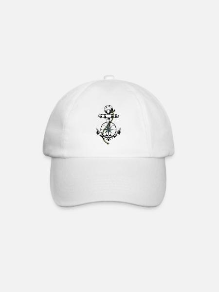 Maritime Symbole Seefahrt Kompass Anker Ahoi - Baseballkappe - Weiß/Weiß