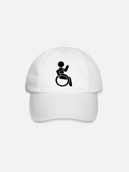 Winkender Rollstuhlfahrer # - Baseballkappe - Weiß/Weiß
