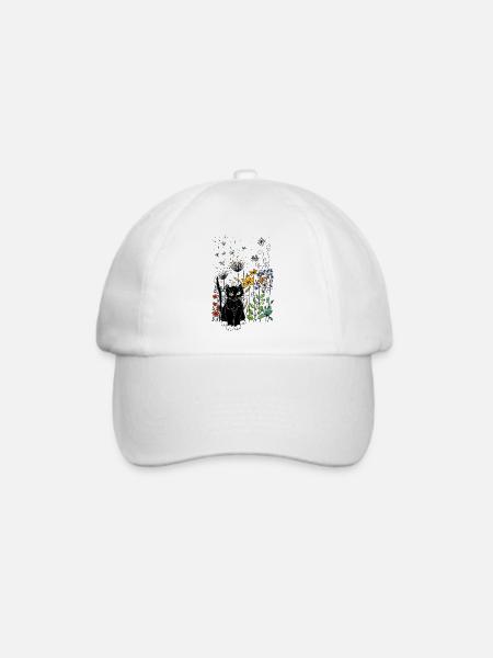 Katze - Baseballkappe - Weiß/Weiß