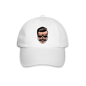 mexikanischen hipster Totenkopf Schnauzbart - Baseballkappe - Weiß/Weiß - Vorne