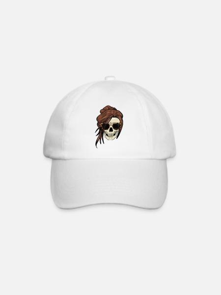 Stylischer Frauen Totenkopf - Baseballkappe - Weiß/Weiß