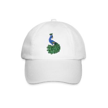 Hübscher Pfau blauer Vogel Tier Cartoon - Baseballkappe - Weiß/Weiß - Vorne