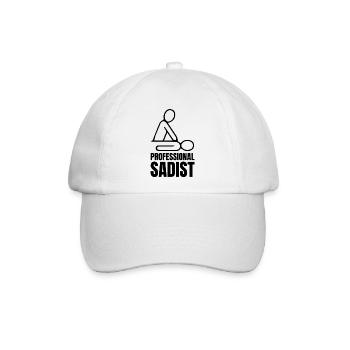 Physiotherapeut Sadist | Physiotherapie Geschenke - Baseballkappe - Weiß/Weiß - Vorne
