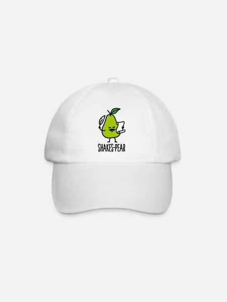 Shakes-Pear, Shakespeare lustige Birne Wortspiel Cartoon - Baseballkappe - Weiß/Weiß