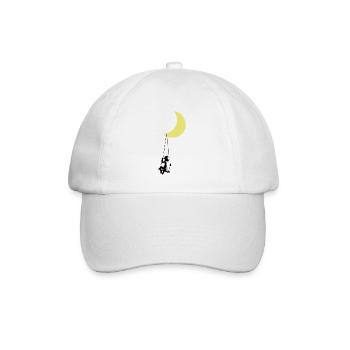 Junge schaukelt unter Mond Street Art - Baseballkappe - Weiß/Weiß - Vorne