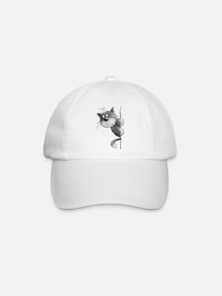Happy Katze I Katzenfreunde Geschenk - Baseballkappe - Weiß/Weiß