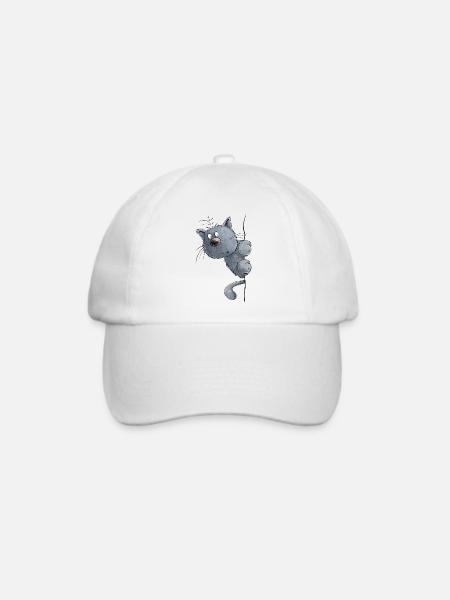 Blaue Katze I Katzenfreunde Geschenk - Baseballkappe - Weiß/Weiß