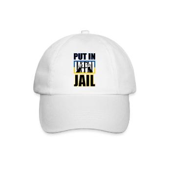 Putin Jail- Putin hinter Gitter mit Ukraine Flagge - Baseballkappe - Weiß/Weiß - Vorne