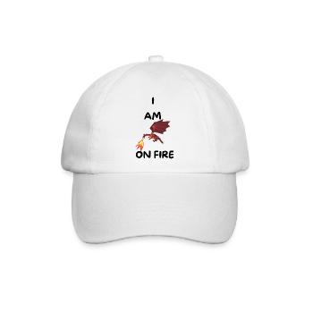 I'M ON FIRE -Drache spuckt Feuer - Geschenk - Baseballkappe - Weiß/Weiß - Vorne