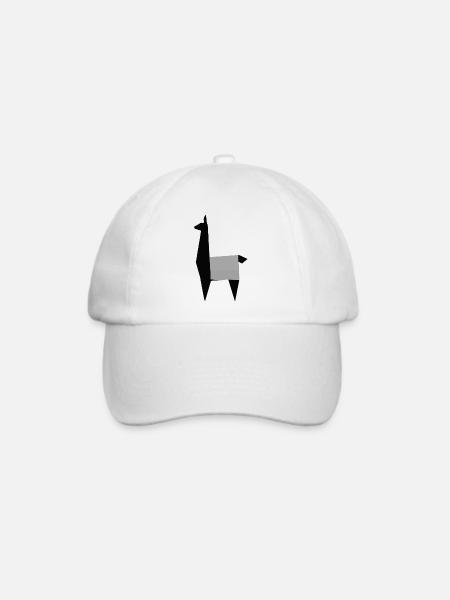 Lama Alpaka Silhouette Origami Geschenk - Baseballkappe - Weiß/Weiß