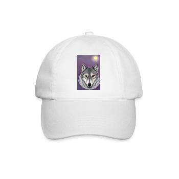 Wolf unter Mond - Baseballkappe - Weiß/Weiß - Vorne