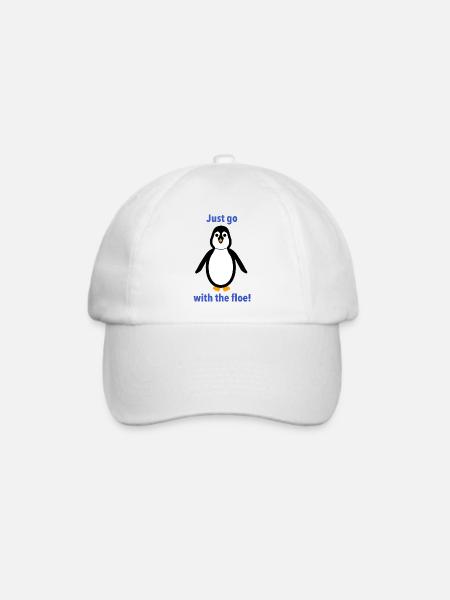 Pinguin -"Geh einfach mit der Scholle!" - Baseballkappe - Weiß/Weiß