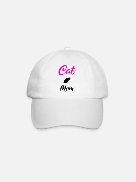 Cat Mom Geschenk black - Baseballkappe - Weiß/Weiß