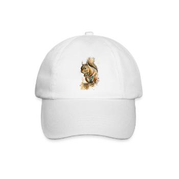 Eichhörnchen Aquarell Cool Realistisch - Baseballkappe - Weiß/Weiß - Vorne