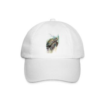 Schildkröte Aquarell Realistisch - Baseballkappe - Weiß/Weiß - Vorne