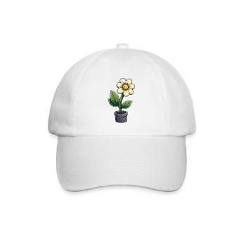 Cartoon-Stil Blumentopf - Ein Farbklecks für dein - Baseballkappe - Weiß/Weiß - Vorne