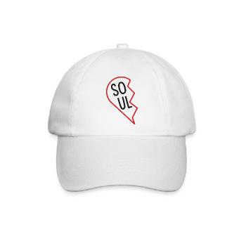 halbes Herz (1/2) - Geschenkidee - Soulmate - Baseballkappe - Weiß/Weiß - Vorne