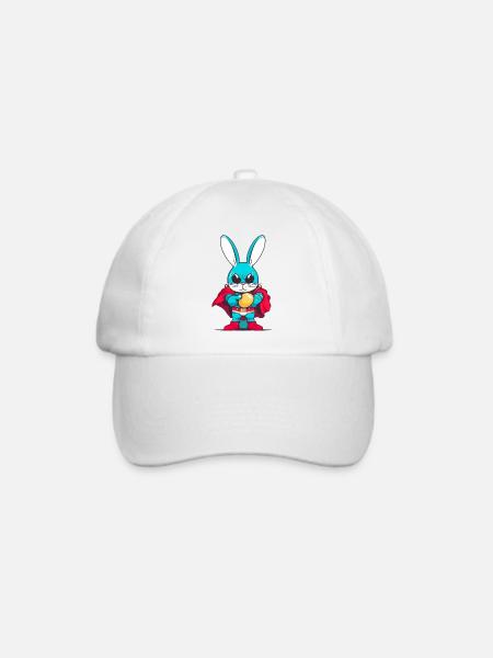 Osterhase Superheld - Baseballkappe - Weiß/Weiß