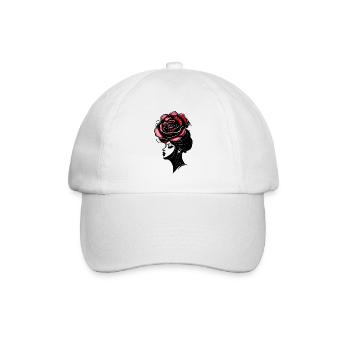 Frau Strichkunst, Moderne Blumen Frau - Baseballkappe - Weiß/Weiß - Vorne