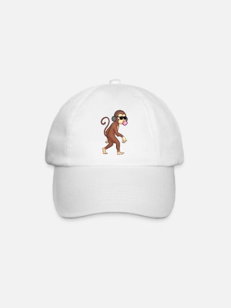 Affe - Baseballkappe - Weiß/Weiß