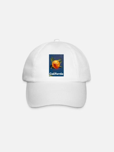California Oranges Reiseplakat - Baseballkappe - Weiß/Weiß