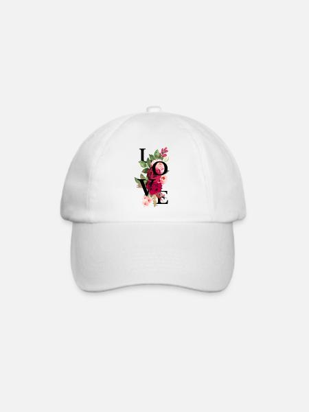 Liebe Blumen - Baseballkappe - Weiß/Weiß