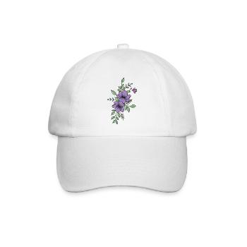 Lila Blume - Baseballkappe - Weiß/Weiß - Vorne