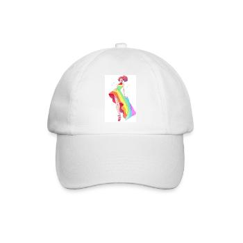 Rainbow Dreams: Niedliches Cartoon-Anime-Mädchen in LGTBQ+ - Baseballkappe - Weiß/Weiß - Vorne
