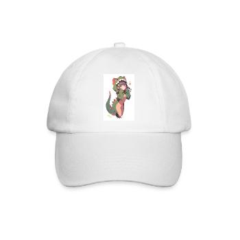 Dino Feline Temptation: Sinnliche Zeichnung einer niedlichen - Baseballkappe - Weiß/Weiß - Vorne