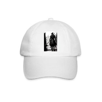 Samurai Schwarz und Weiß Design - Baseballkappe - Weiß/Weiß - Vorne