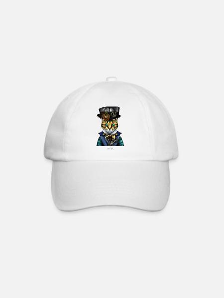 Crazy Cat- Hat - Baseballkappe - Weiß/Weiß