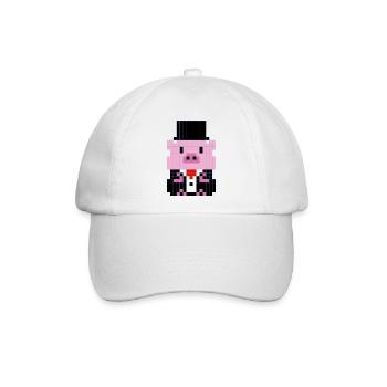 Ein kleines Schweinchen im pixeligen Anzug - Baseballkappe - Weiß/Weiß - Vorne