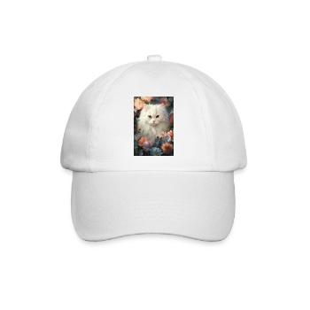 Katze im Blumenbeet - Baseballkappe - Weiß/Weiß - Vorne
