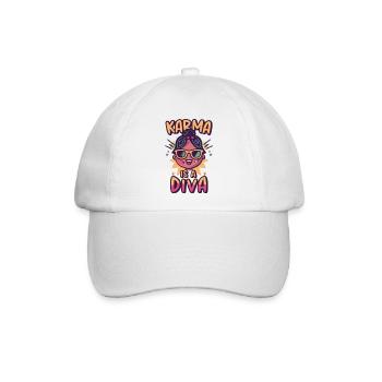 Karma Diva Cartoon Tee - Baseballkappe - Weiß/Weiß - Vorne