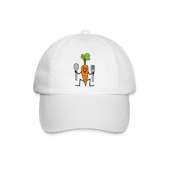 Gemüse Küche Mohrrübe Löffel Gabel Rübe gesund - Baseballkappe - Weiß/Weiß - Vorne
