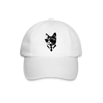 Coole Katze mit Sonnenbrille Mr Black Cool Cat - Baseballkappe - Weiß/Weiß - Vorne