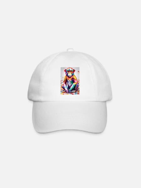 Regenbogen-Affe - Baseballkappe - Weiß/Weiß