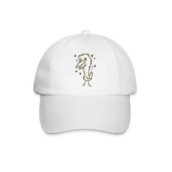 Ausdrucksstarkes Dodo-Kunstdesign - Baseballkappe - Weiß/Weiß - Vorne