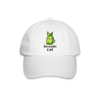 Lustige Avocado Katze Kawaii - Baseballkappe - Weiß/Weiß - Vorne