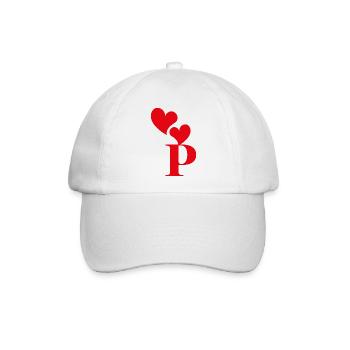 Buchstabe p rotes Herz - Baseballkappe - Weiß/Weiß - Vorne