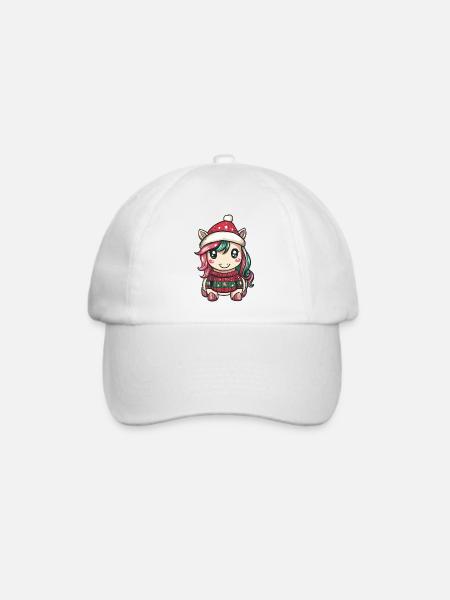 Einhorn Weihnachten Comic - Baseballkappe - Weiß/Weiß