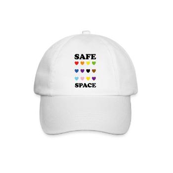 LGBTQ-inklusiver Stolz Farben Herzen SICHERER RAUM - Baseballkappe - Weiß/Weiß - Vorne