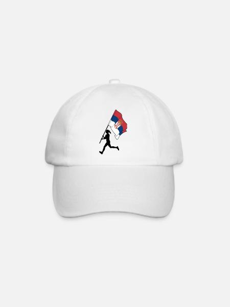 Flagge Serbien Frau läuft - Baseballkappe - Weiß/Weiß