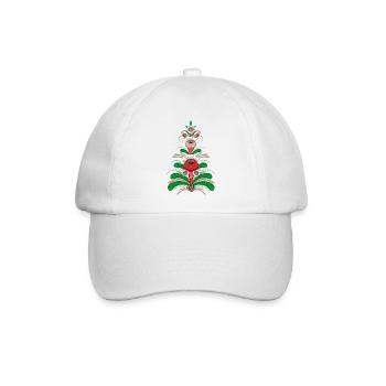 Ein weihnachtlich inspiriertes Blumenherz im Kurbits-Stil - Baseballkappe - Weiß/Weiß - Vorne