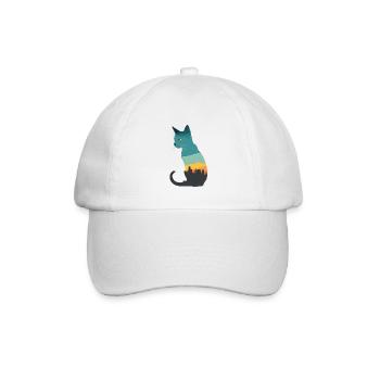 Silhouette einer Katze mit urbanem Flair - Baseballkappe - Weiß/Weiß - Vorne