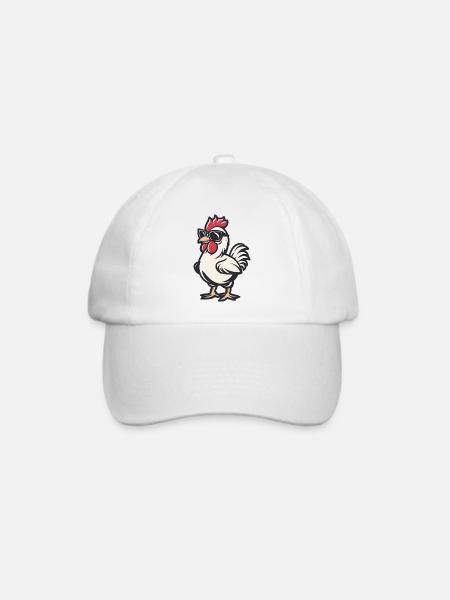 Huhn Comic Cool - Baseballkappe - Weiß/Weiß