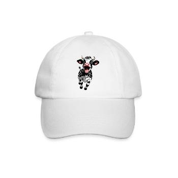 Fröhliches Kälbchen Kalb Lustiges Bauernhofmotiv - Baseballkappe - Weiß/Weiß - Vorne