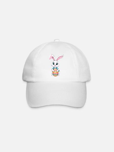 Osterhase mit Ostereiern - Baseballkappe - Weiß/Weiß