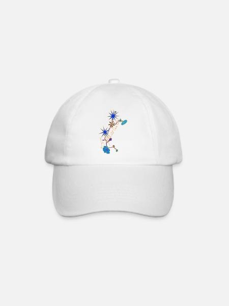 Aquarius – Magische Sternzeichen und Blumen - Baseballkappe - Weiß/Weiß